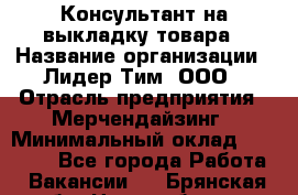 Консультант на выкладку товара › Название организации ­ Лидер Тим, ООО › Отрасль предприятия ­ Мерчендайзинг › Минимальный оклад ­ 18 000 - Все города Работа » Вакансии   . Брянская обл.,Новозыбков г.